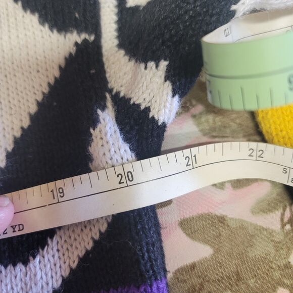 IB Diffusion Vtg '91 Black Neon Color Sequins GeoDesigns Sweater Womens Size S - Picture 7 of 8